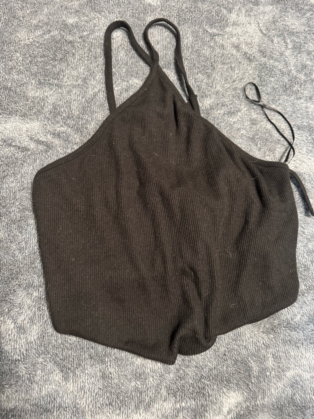 Black Ribbed Halter Crop Top